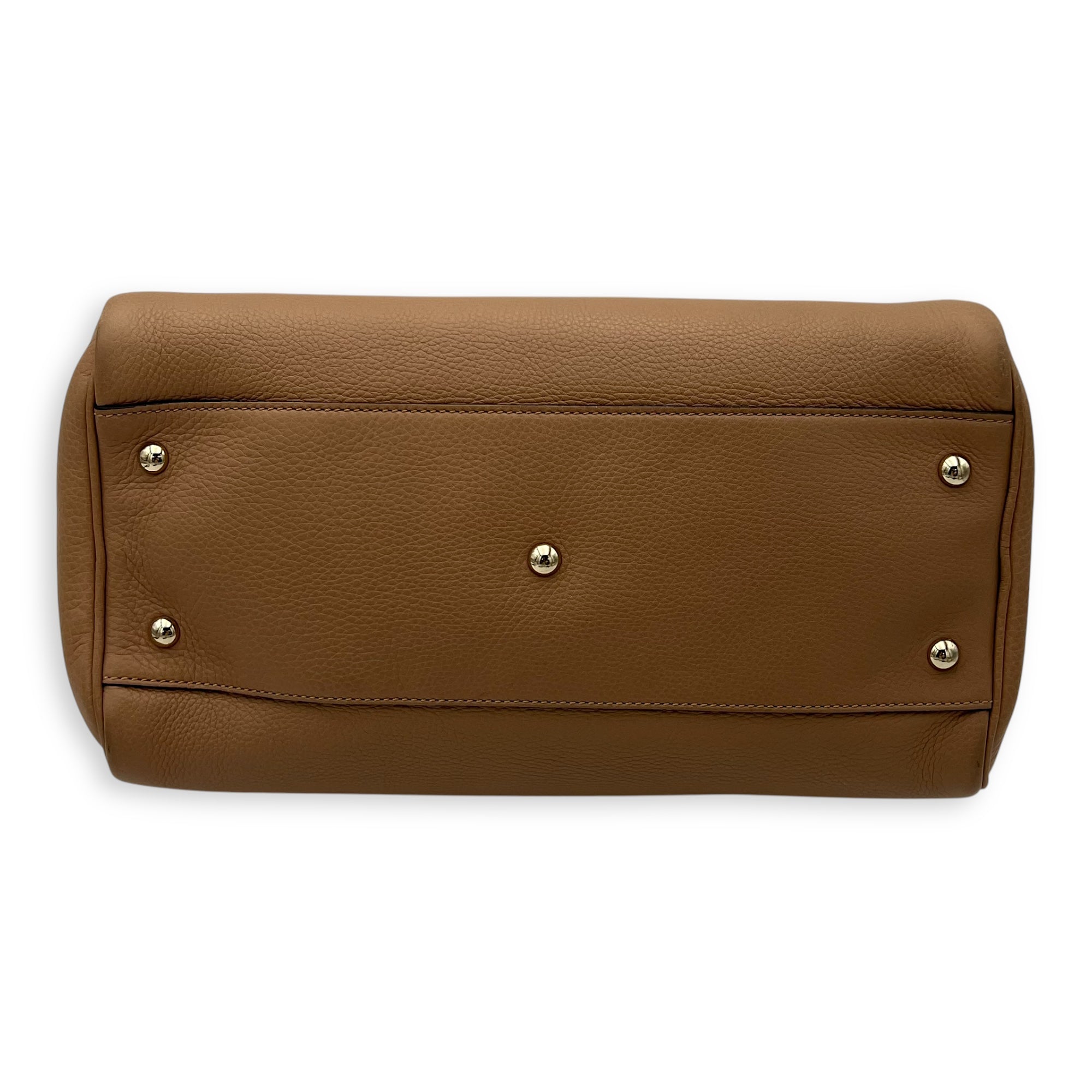Bamboo Medium Beige Top Handle Bag in Calfskin, Gold hardware - Image 6