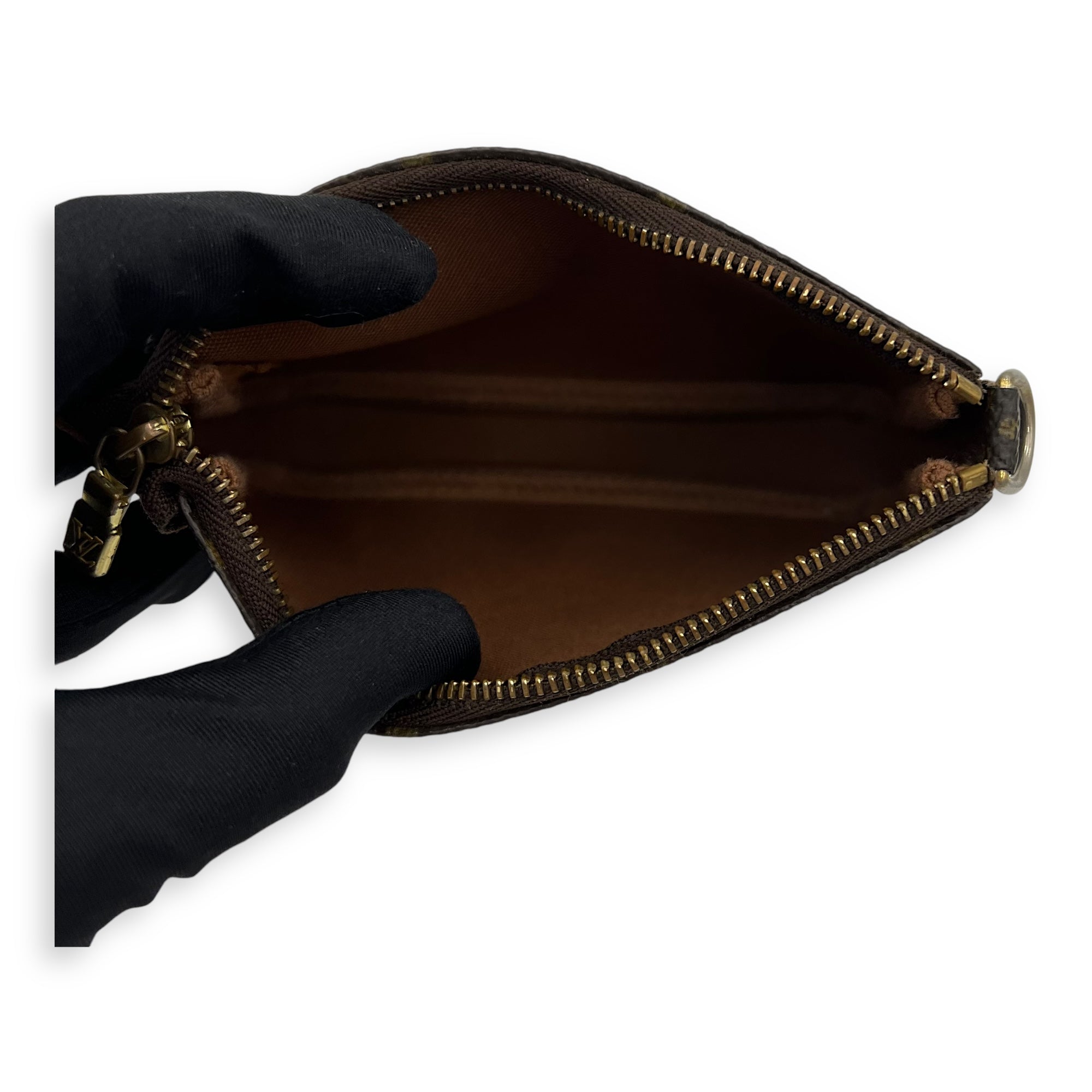 Pochette Pouch Mini Brown in Monogram Coated Canvas, Gold hardware - Image 7