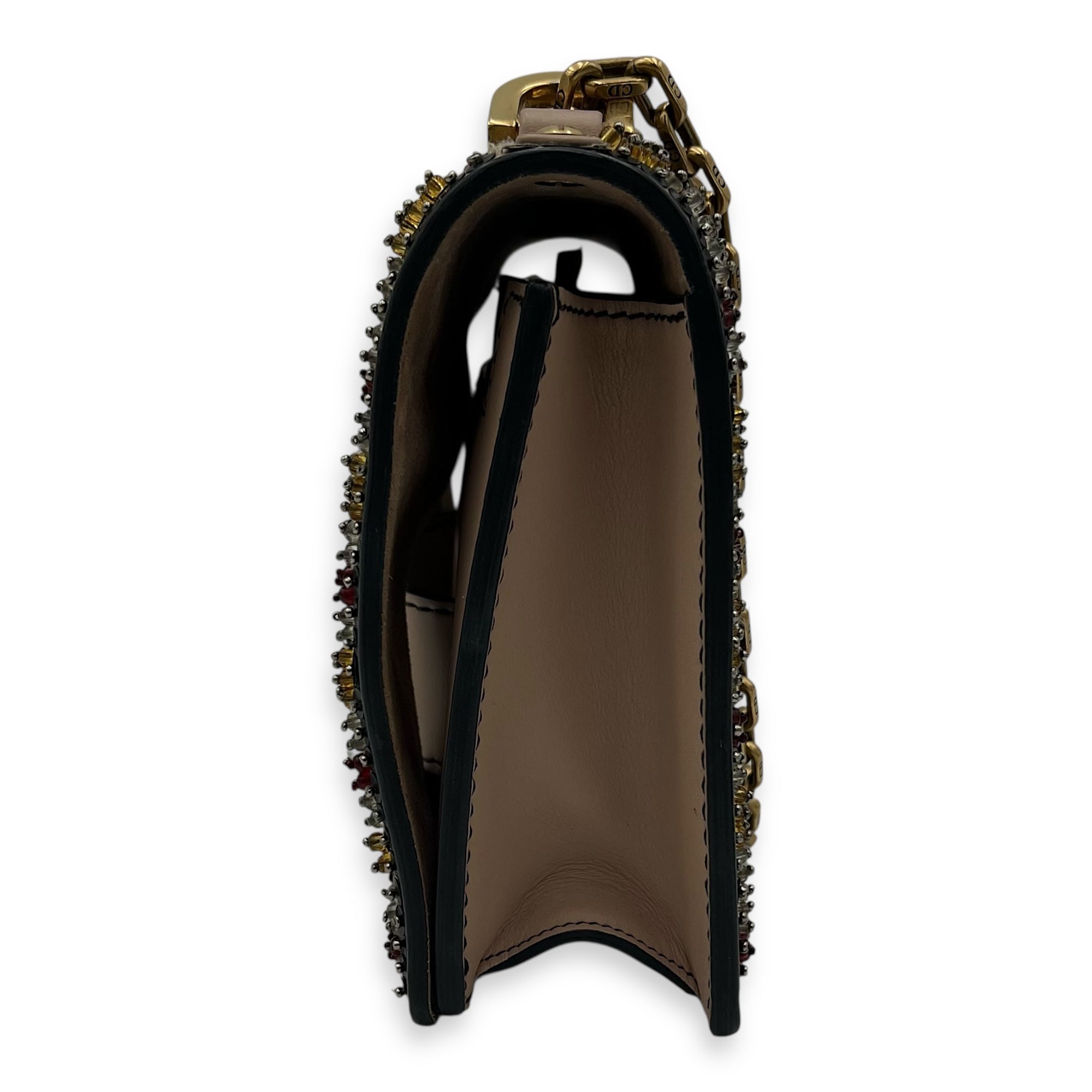 J'adior Shoulder Bag Pink in Calfskin, Gold hardware - Image 4