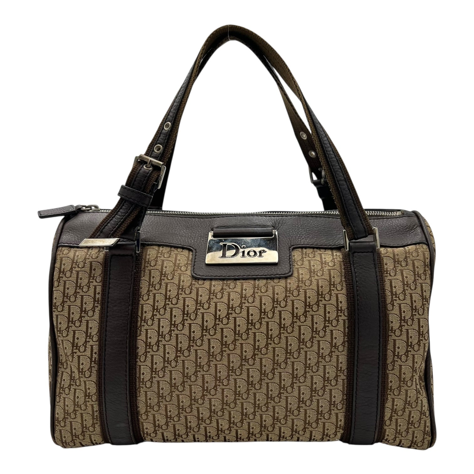 Trotteur Shoulder Bag Brown in Canvas, Silver hardware