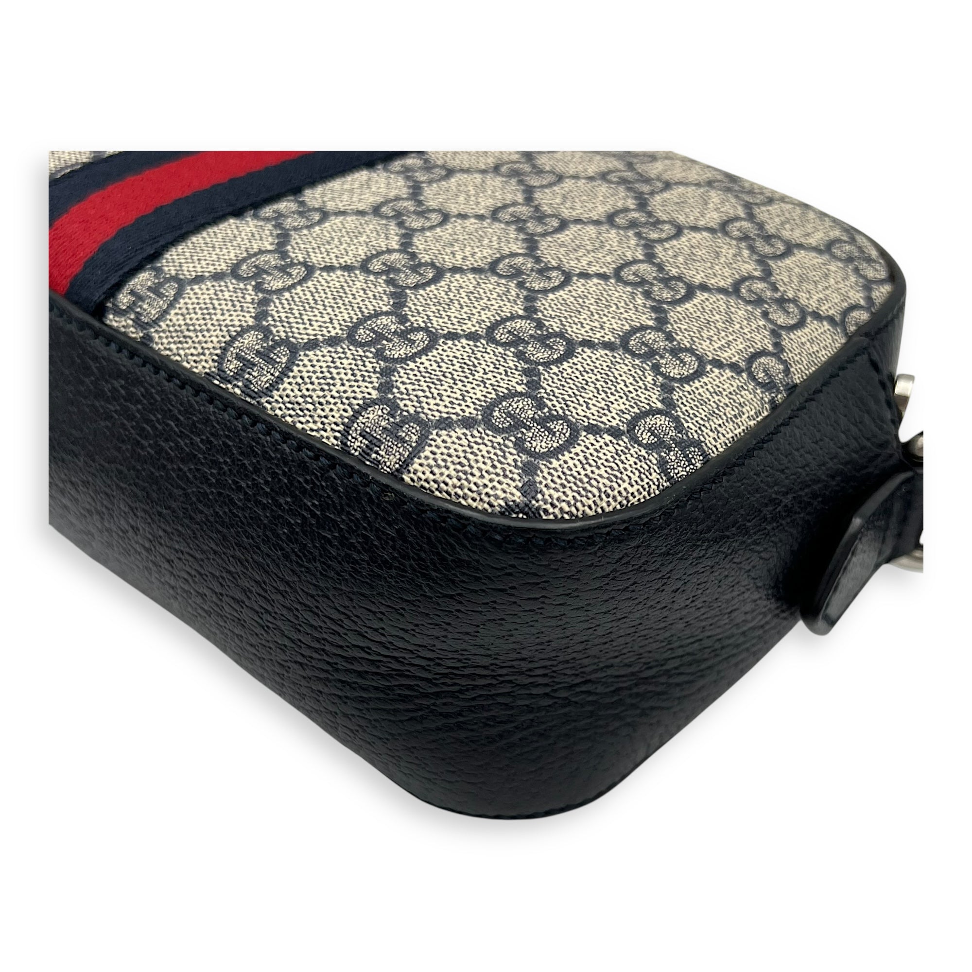 Ophidia Crossbody Bag Blue in Coated Canvas, Silver hardware - Image 12