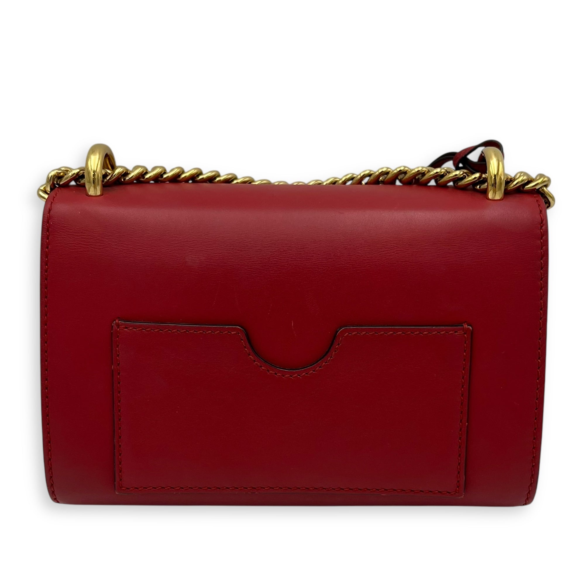 Padlock Shoulder Bag Red in Calfskin, Gold hardware - Image 3