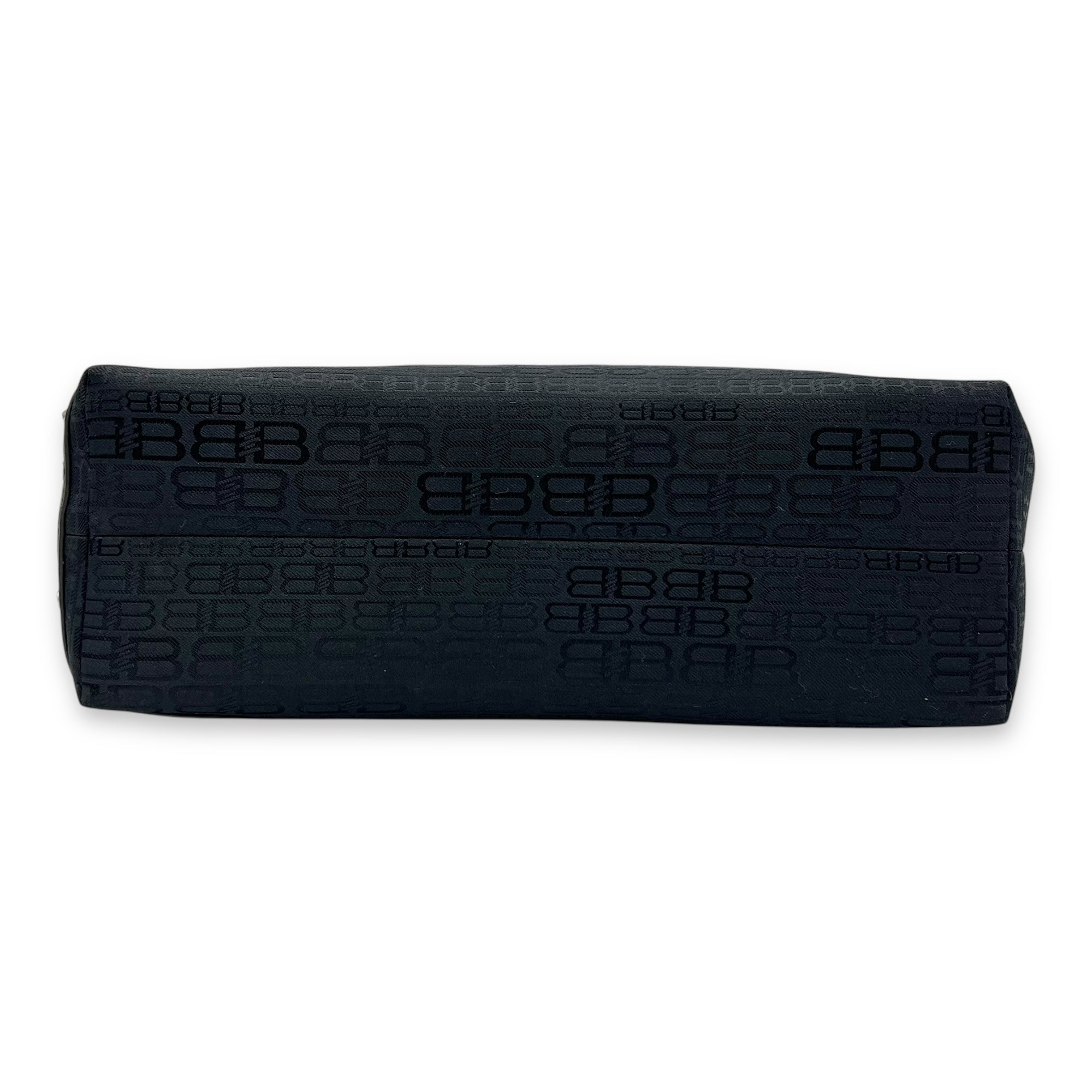 Logo Monogram Black Top Handle Bag in Canvas, Silver hardware - Image 6