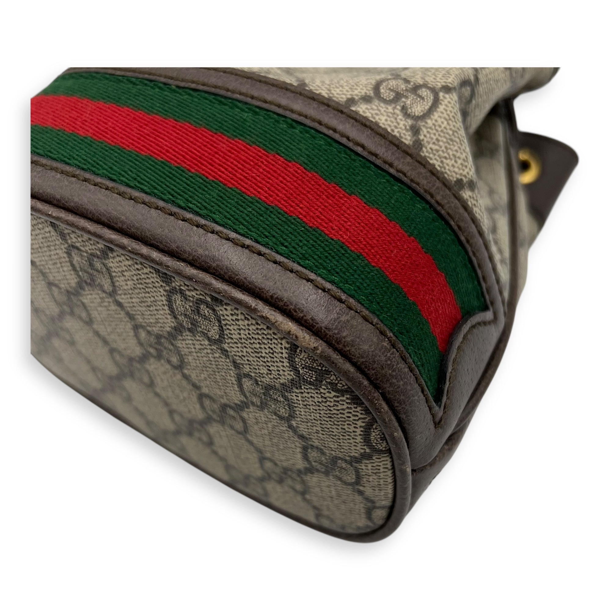 Ophidia Brown Bucket Bag in Monogram Coated Canvas, Gold hardware - Image 9