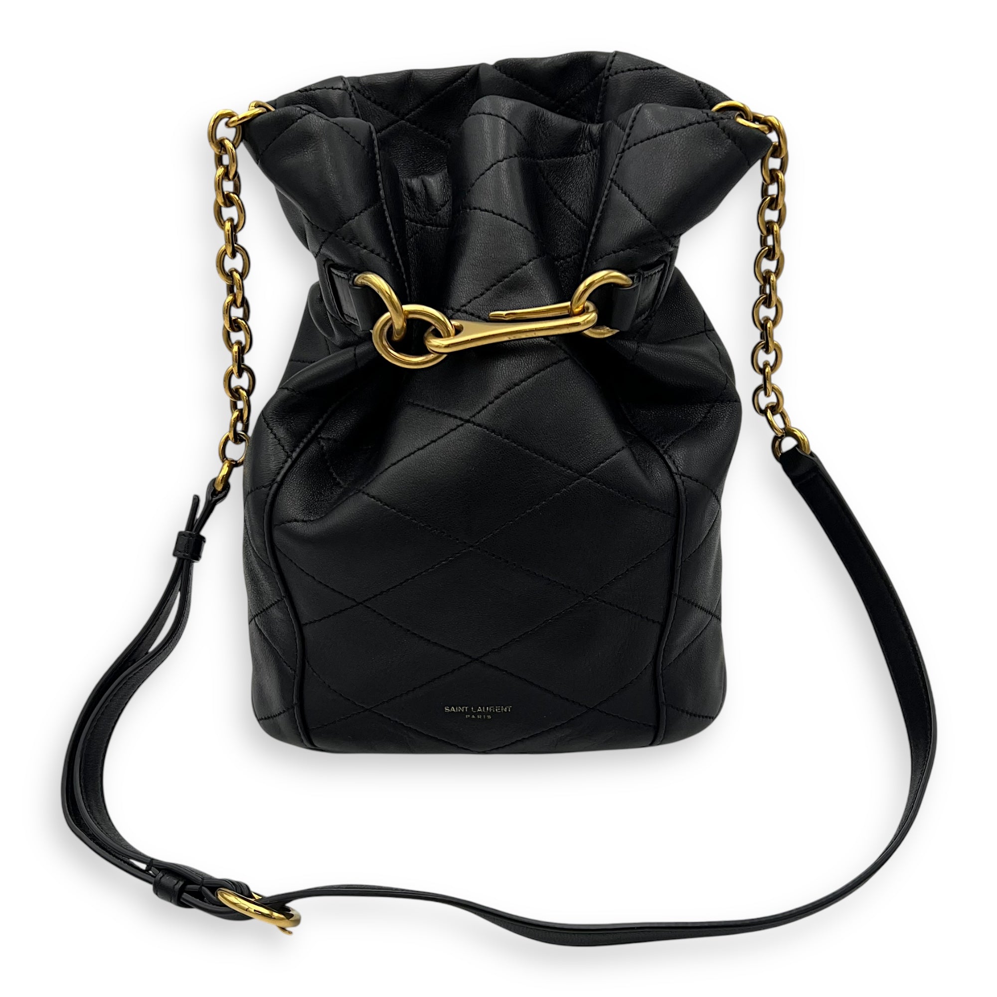 Le Mallion Bucket Bag Black in Lambskin, Gold hardware - Image 11