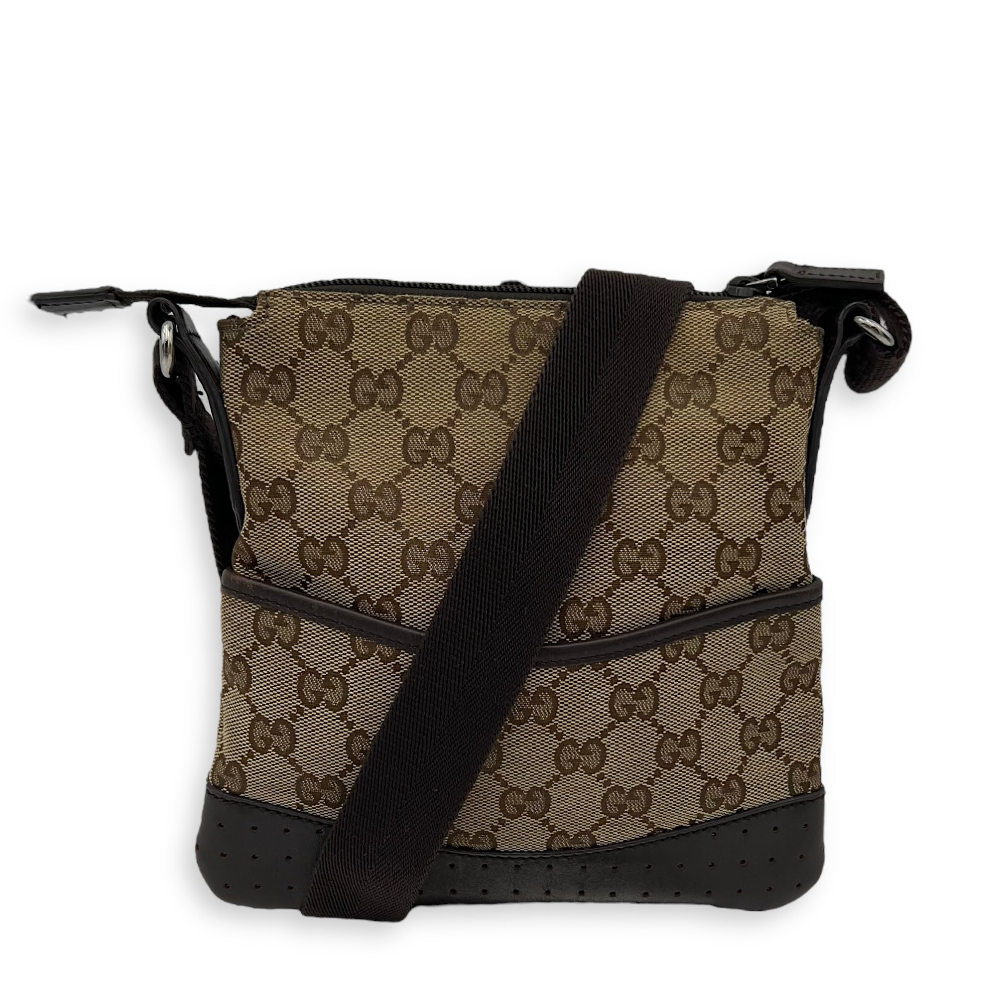 GG Crossbody Bag Brown in Canvas, Silver hardware - Image 14
