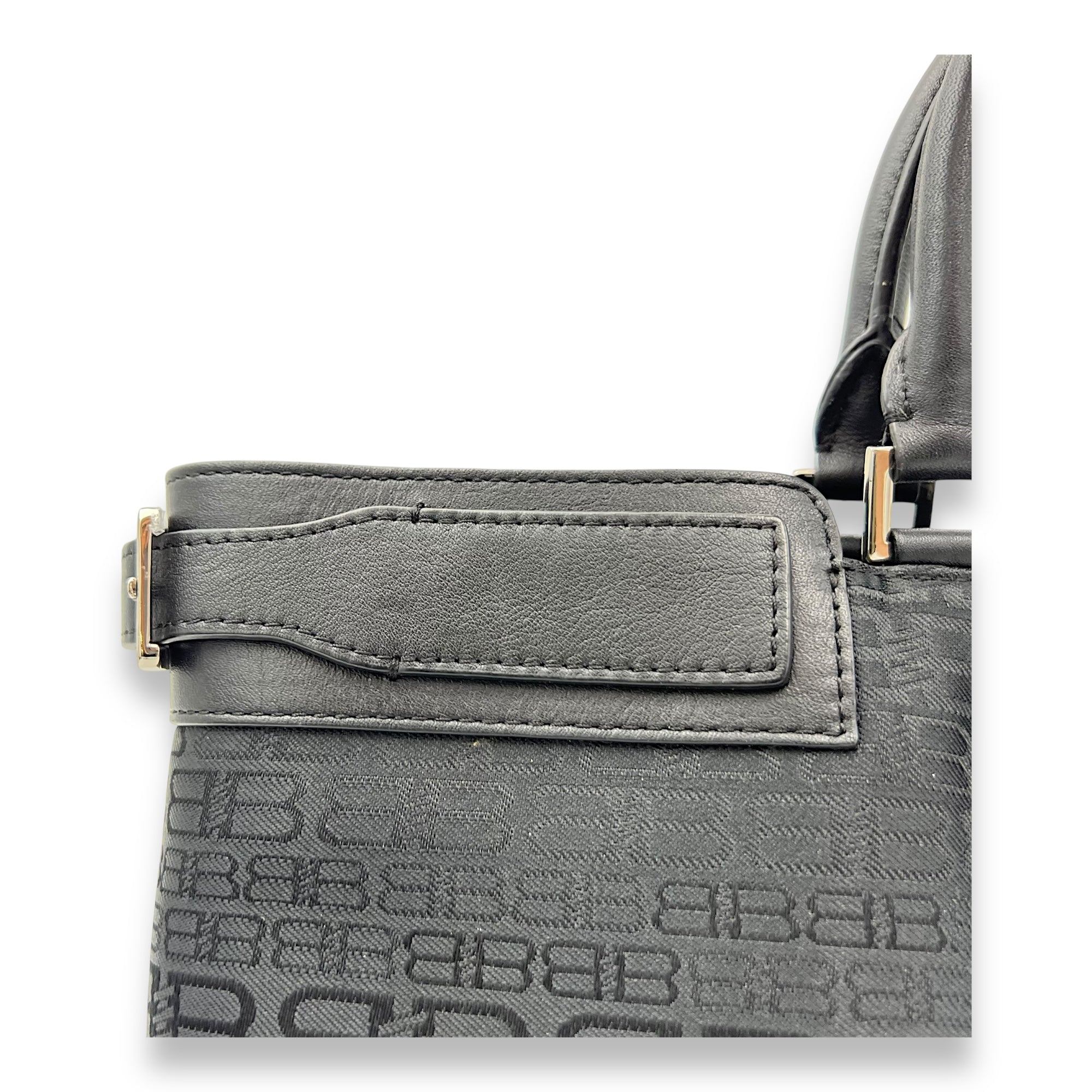 Logo Monogram Black Top Handle Bag in Canvas, Silver hardware - Image 10