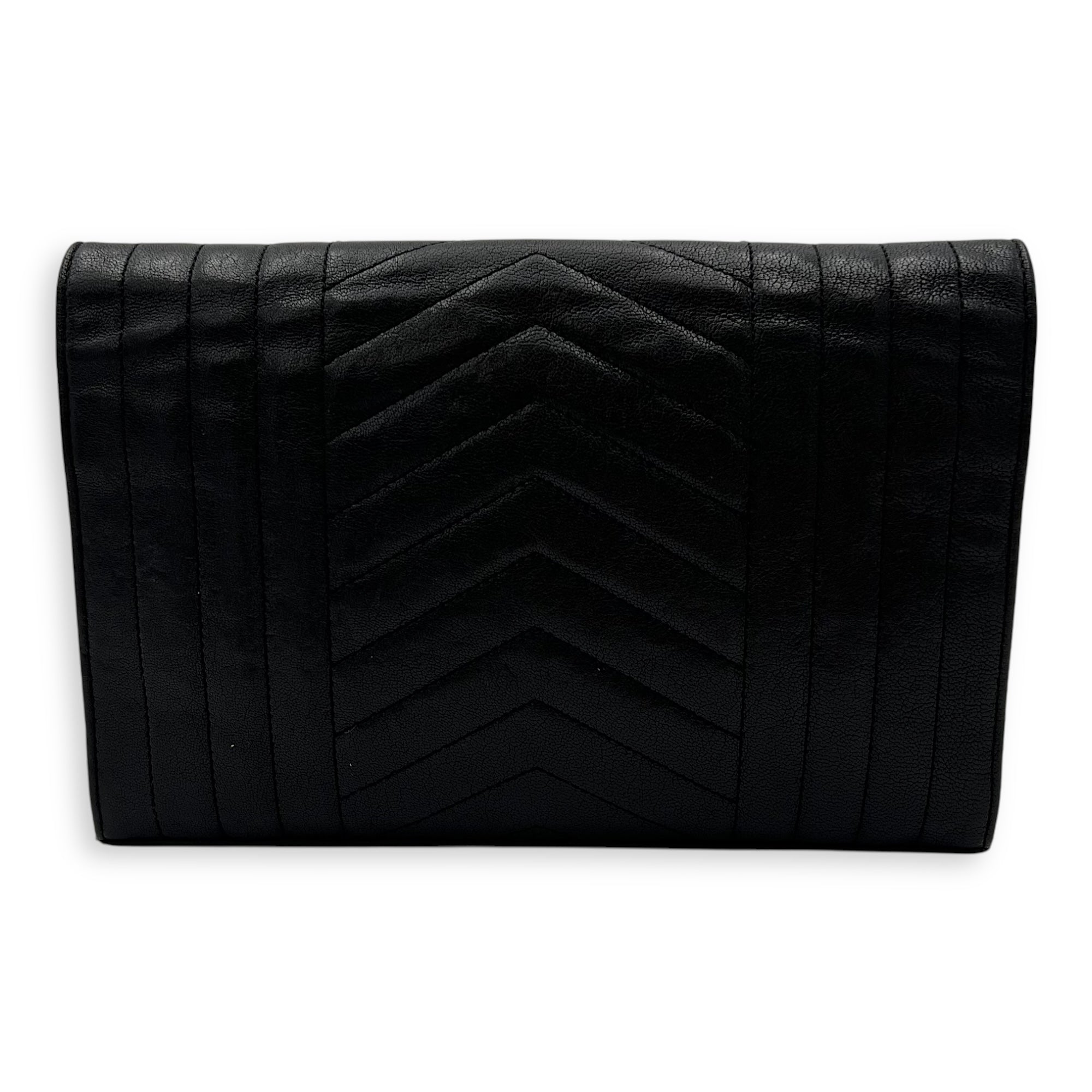 Envelope Wallet On Chain Black in Goat Leather, Silver hardware - Image 3