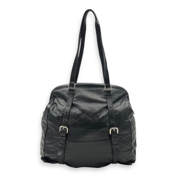 Frame Shoulder Bag Black in Calfskin, Silver hardware - Image 3
