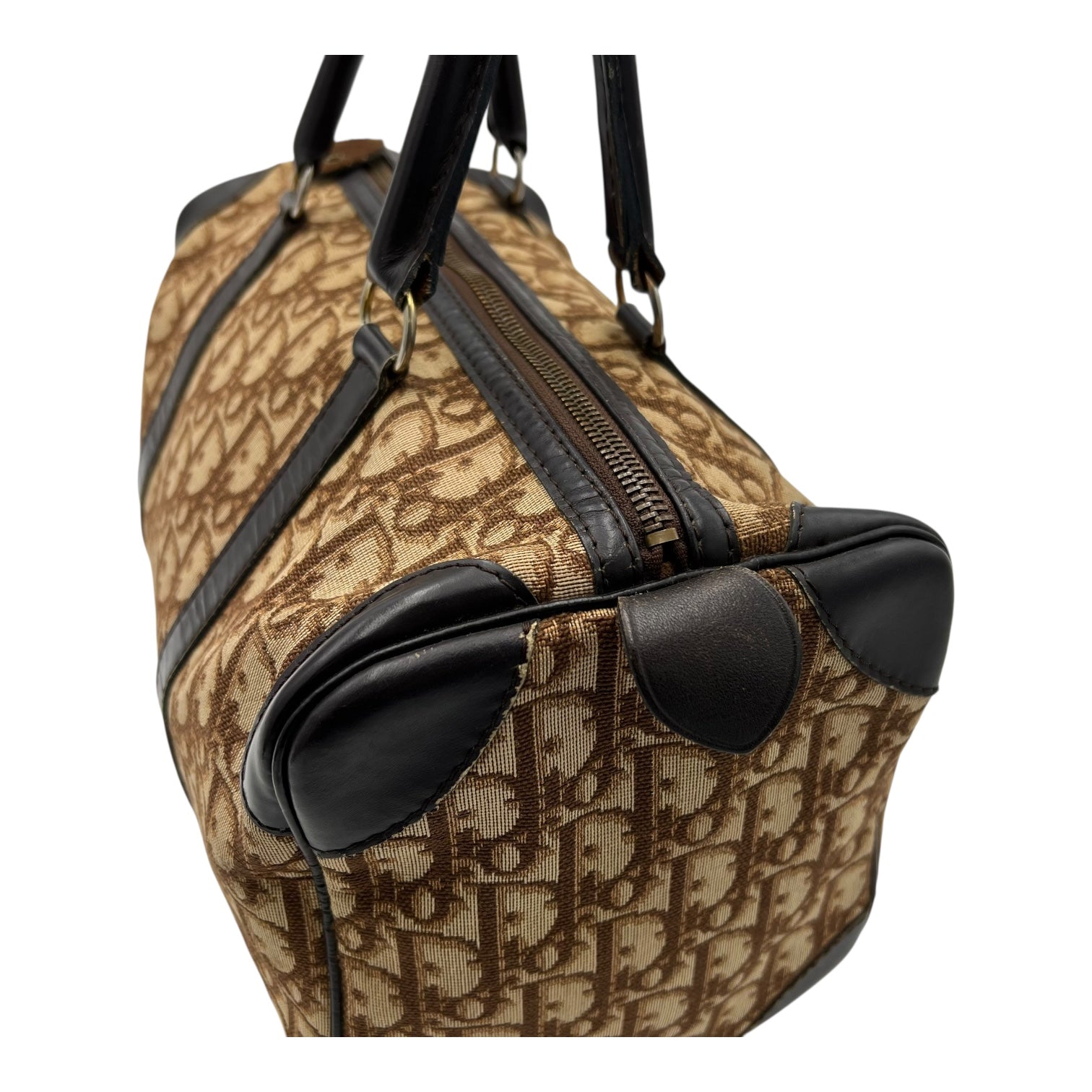 Trotteur Top Handle Bag Brown in Coated Canvas, Silver hardware - Image 11