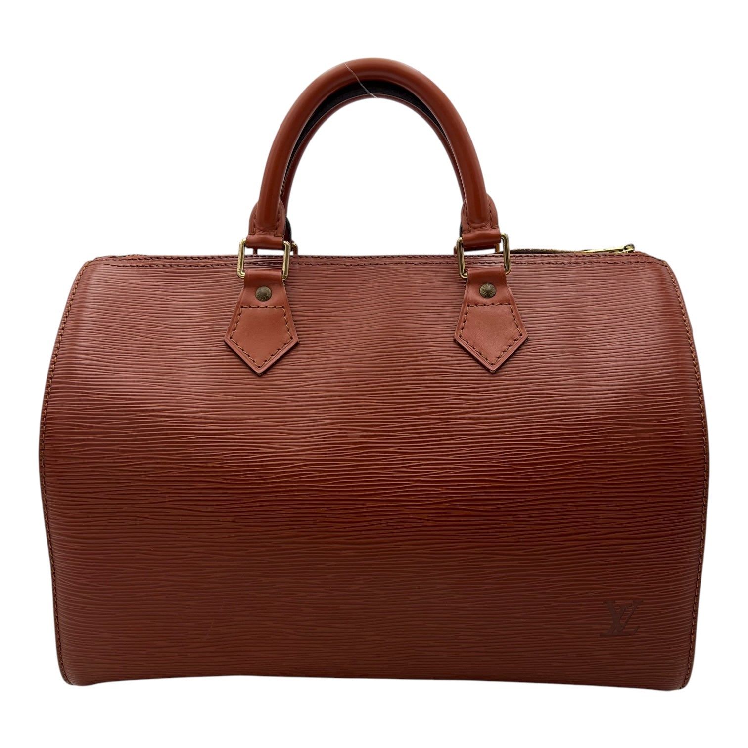 Speedy Brown Top Handle Bag in Epi Leather, Gold hardware