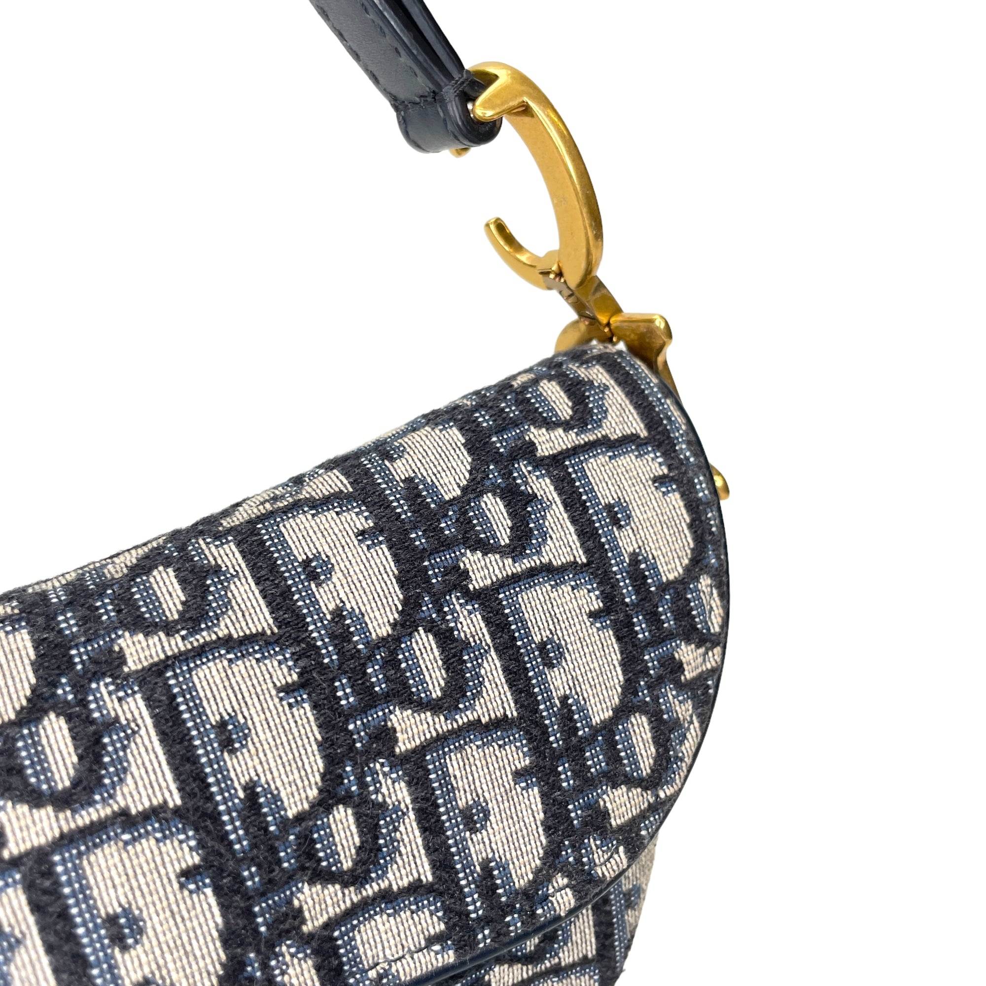 Saddle Mini Blue Top Handle Bag in Jacquard, Gold hardware - Image 10