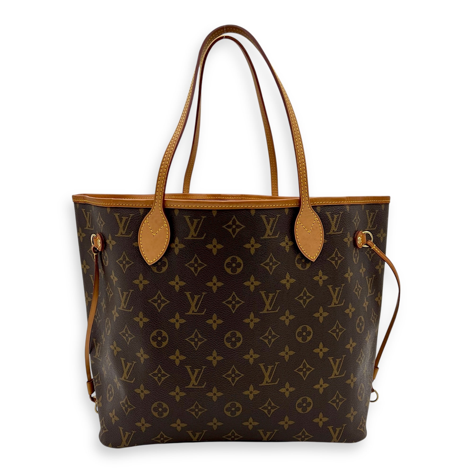 Neverfull MM Brown Tote Bag in Monogram Coated Canvas, Gold hardware