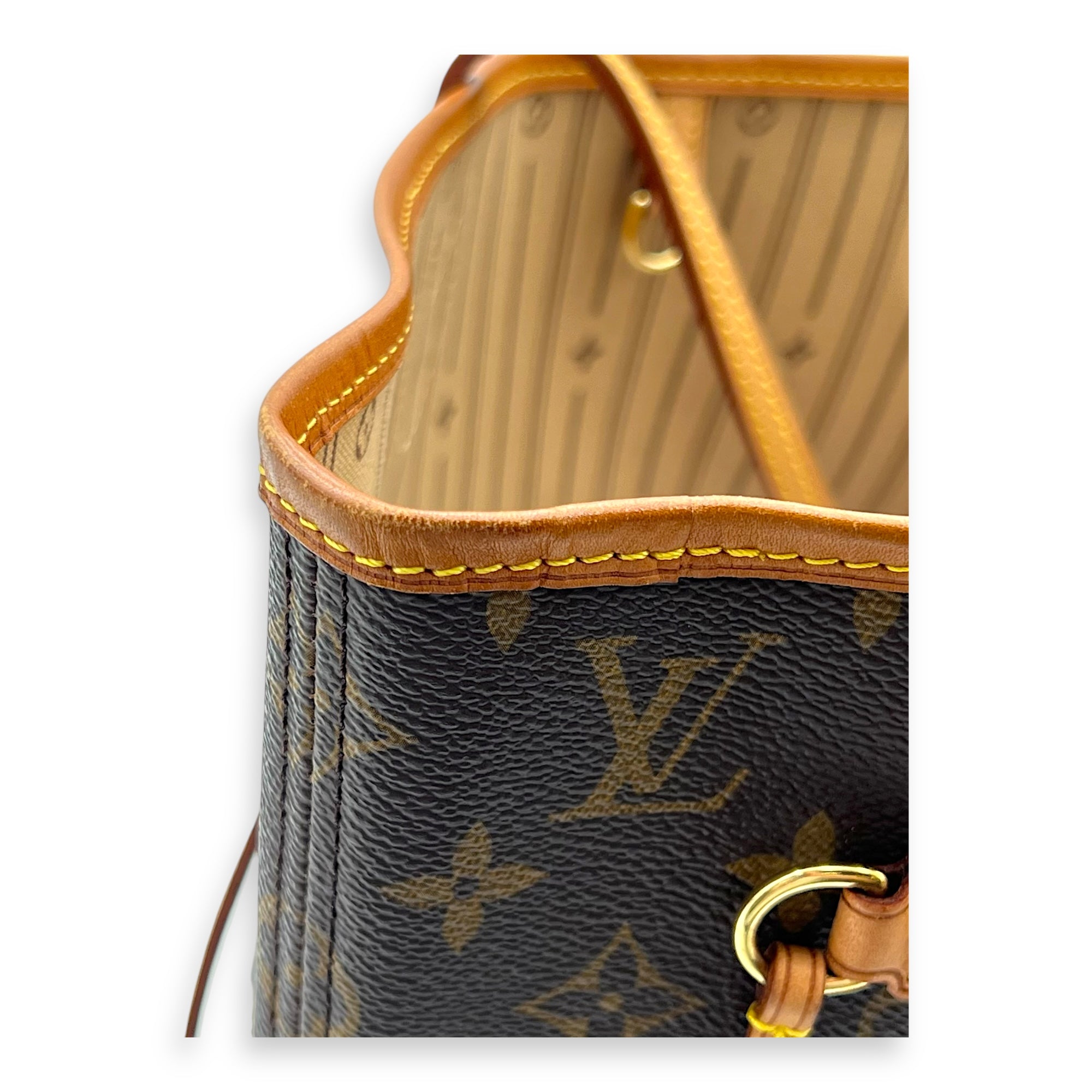 Neverfull MM Brown Tote Bag in Monogram Coated Canvas, Gold hardware - Image 9