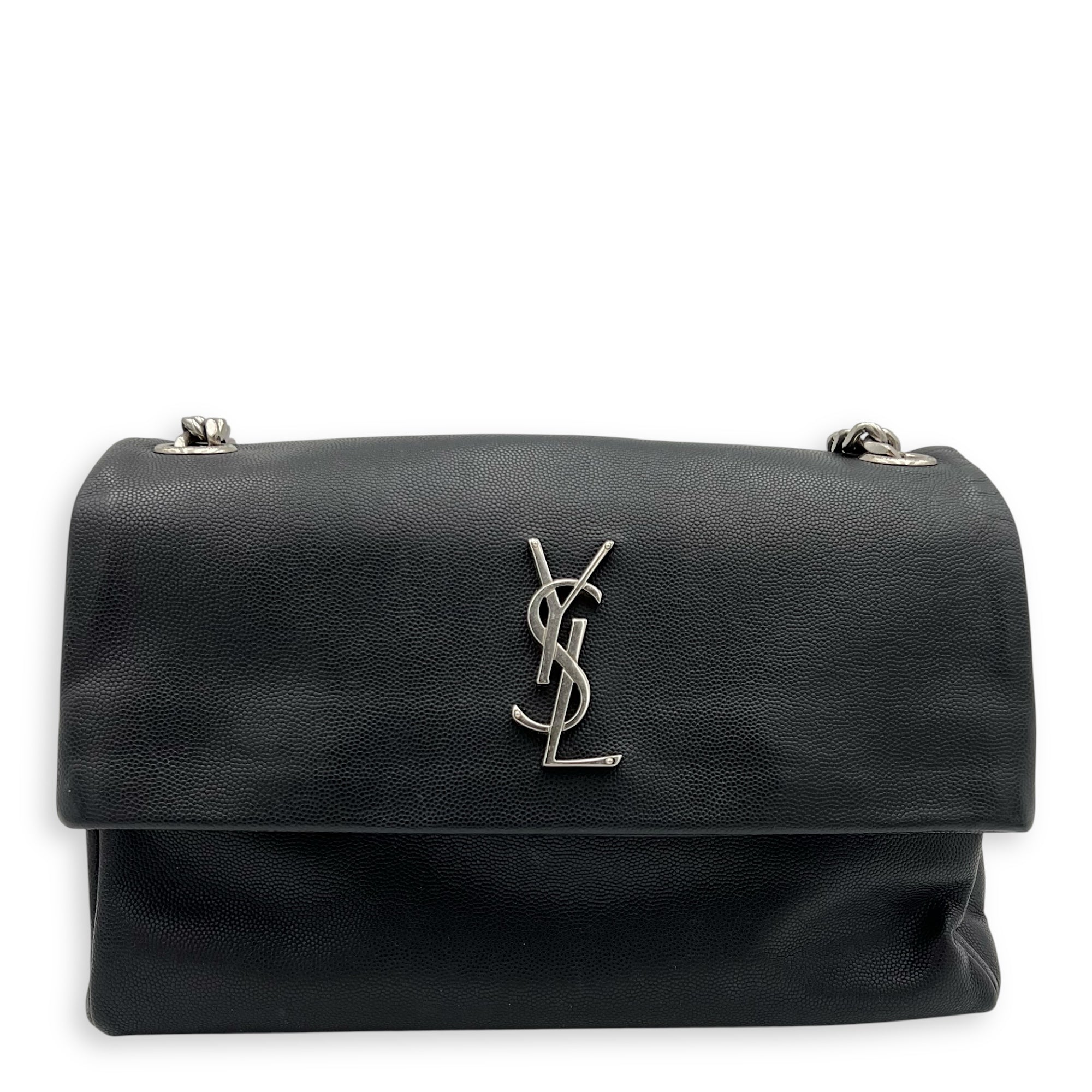 West Hollywood Shoulder Bag Black in Calfskin, Silver hardware