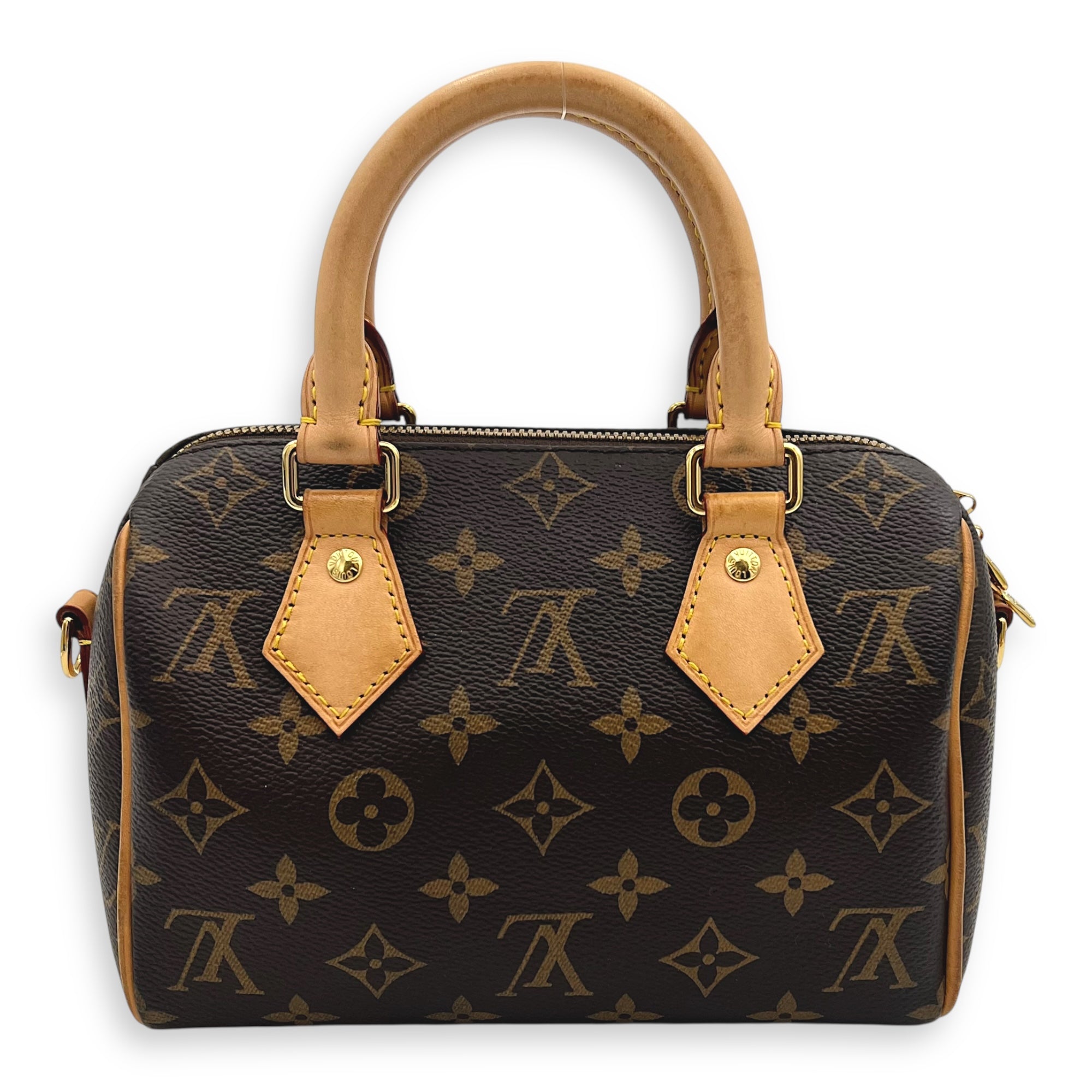 Speedy Top Handle Bag 20 Brown in Monogram Coated Canvas, Gold hardware - Image 3