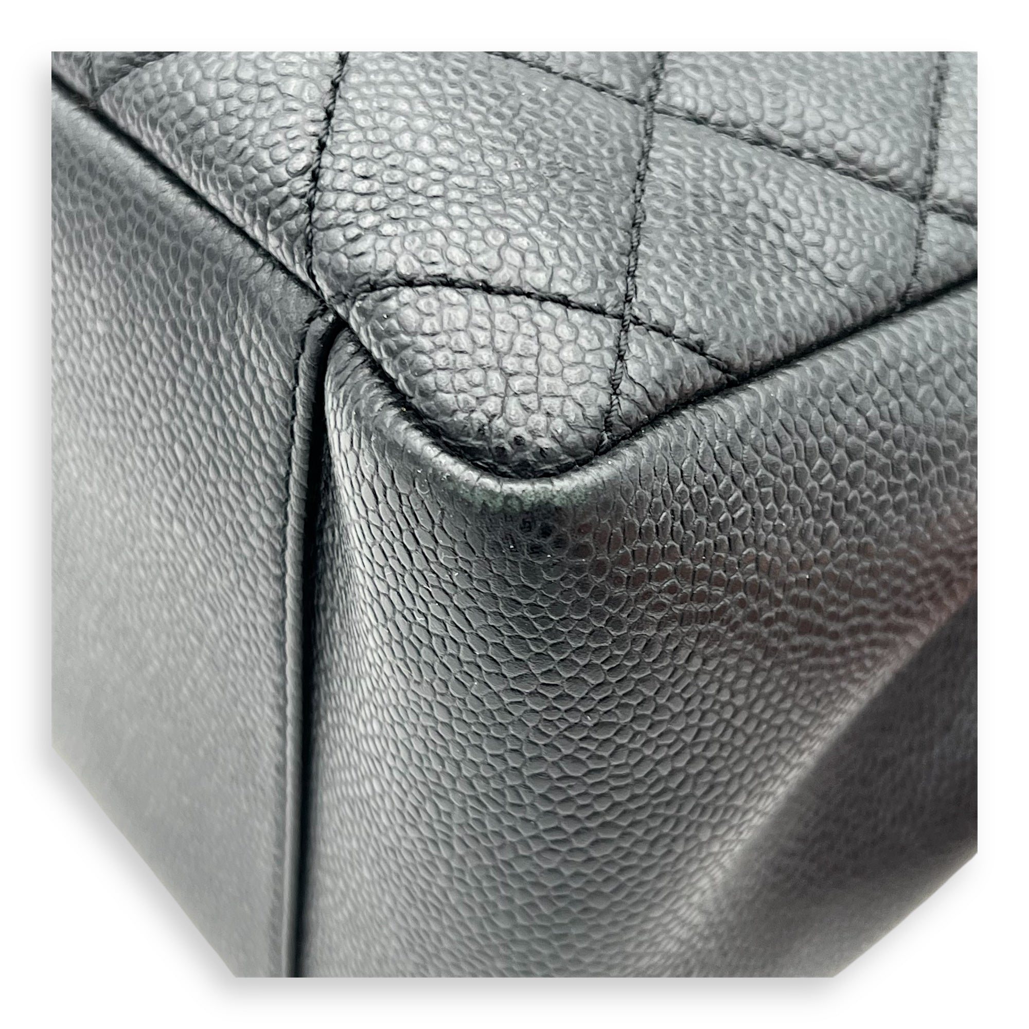 GST Tote Bag Black in Caviar Leather, Silver hardware - Image 7