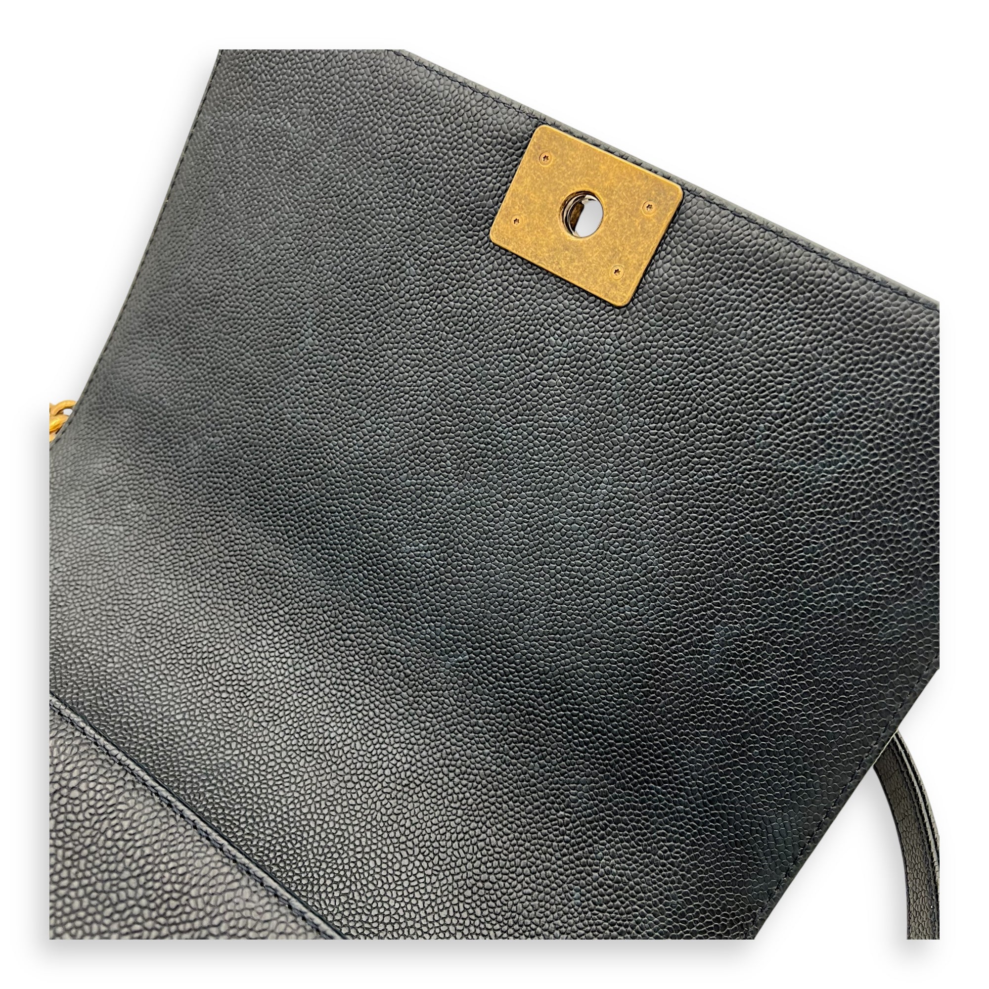 Boy Shoulder Bag Medium Blue in Caviar Leather, Gold hardware - Image 11