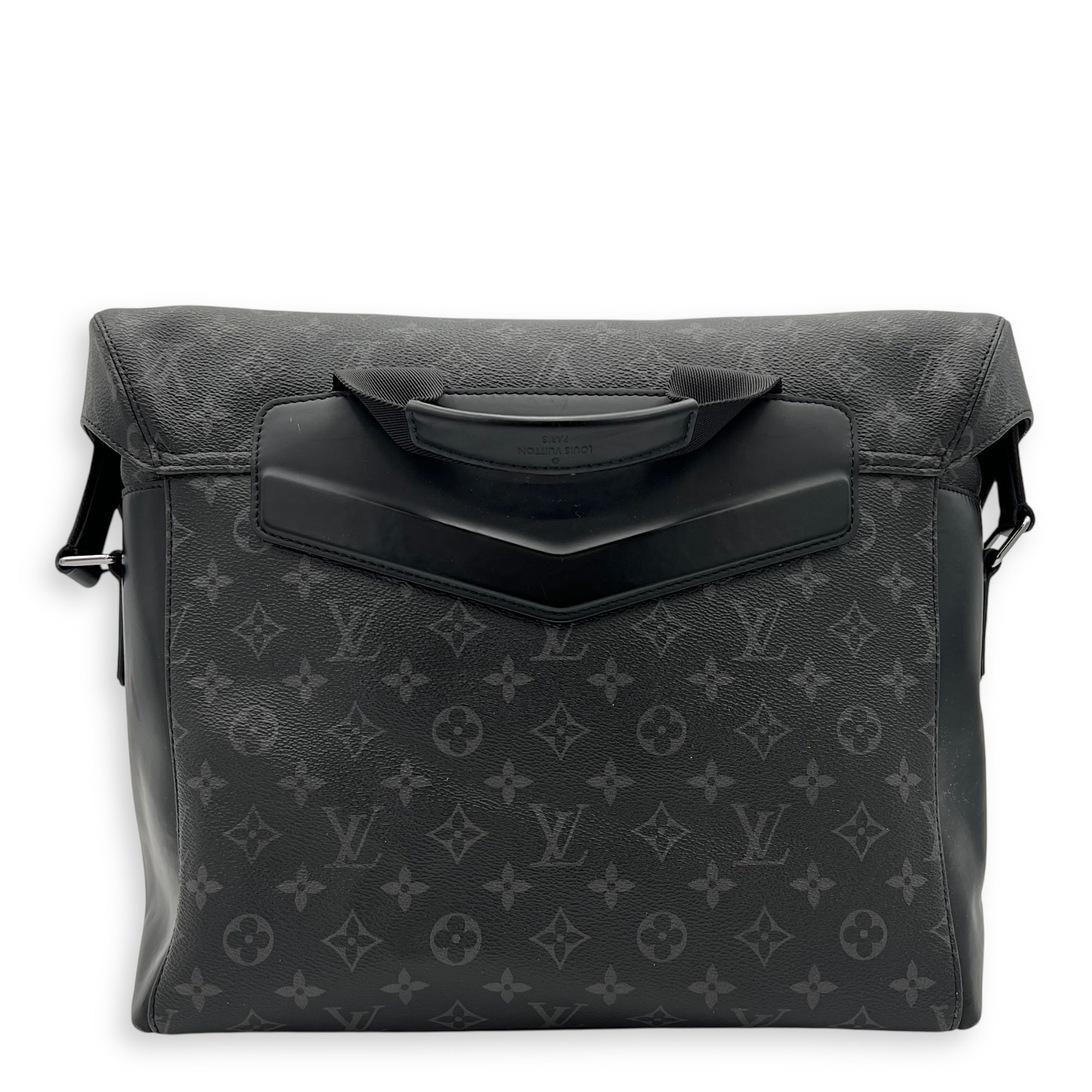 Voyage Defile Homme Automne Hiver MM Black Messenger Bag in Monogram Coated Canvas, Silver hardware - Image 3