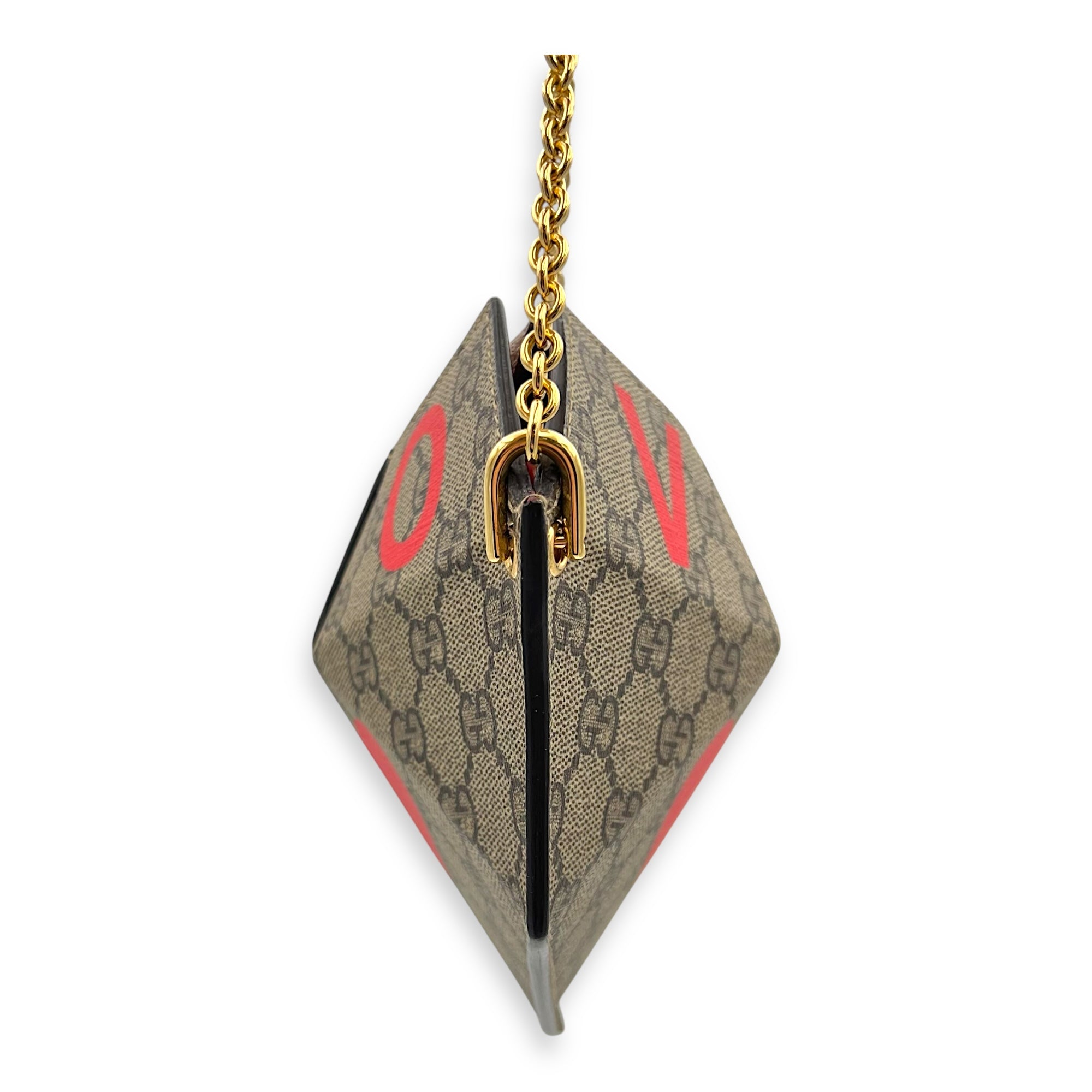 Supreme Heart Love Chain Shoulder Bag Beige in Coated Canvas, Gold hardware - Image 5