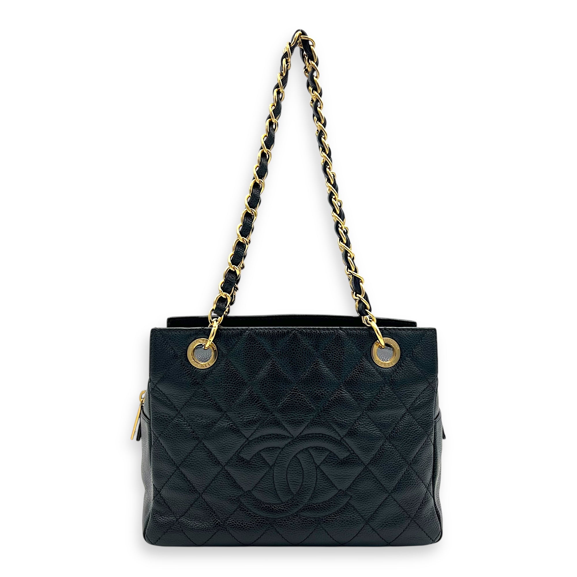 PTT Petite Timeless Tote Shoulder Bag Black in Caviar Leather, Gold hardware - Image 15