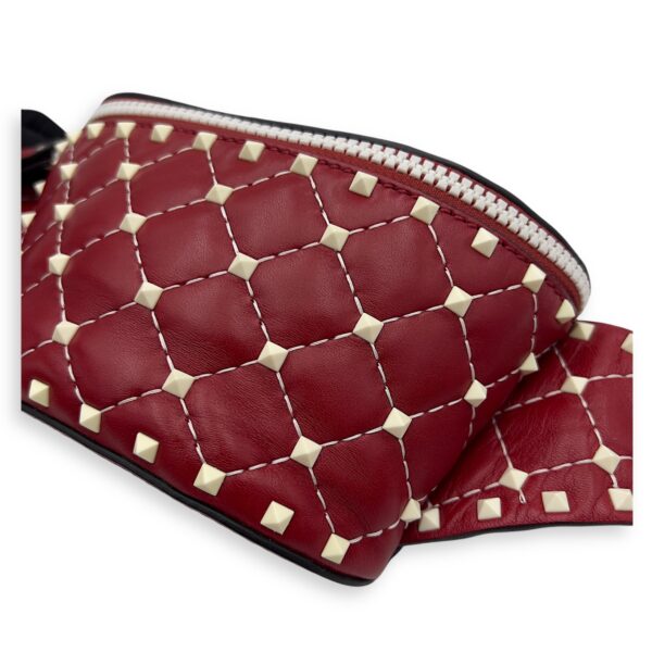 Rockstud Belt Bag Red in Calfskin, Lacquered Metal hardware - Image 8