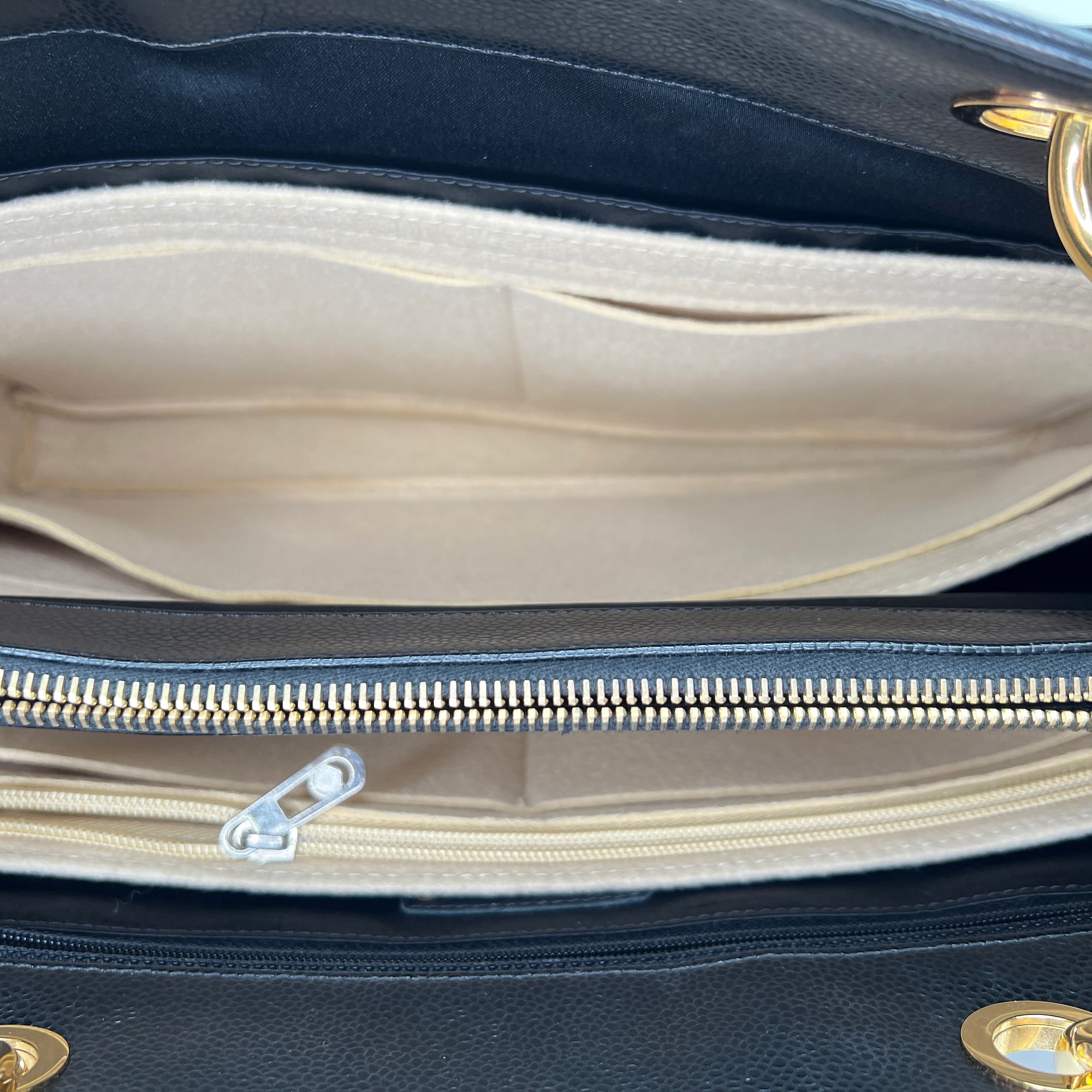 GST Black Tote Bag in Caviar Leather, Gold hardware - Image 10