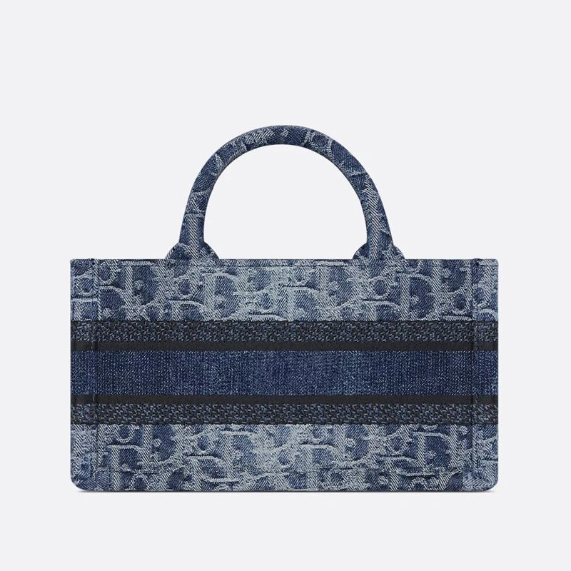 BestValue 6011 Mini Dior Book Tote with Strap In Oblique Motif Denim Blue - Image 3