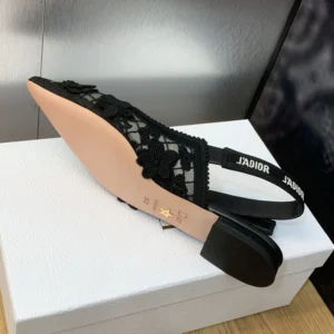 BestValue 7720 J'Adior Slingback Pumps Women 3D D-lace Motif Transparent Mesh Black