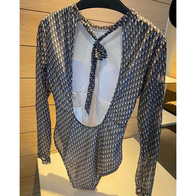 Christian Dior Bodysuit Women Oblique Motif Lycra Grey SportInspired 2710 - Image 3