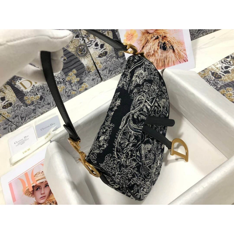 Maria Graz Christian Dior Saddle Bag Blue Toile de Jouy Reverse Jacquard - Image 7