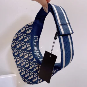 Christian Dior Visor D-Oblique Motif Cotton Navy Blue Fashionable 8651