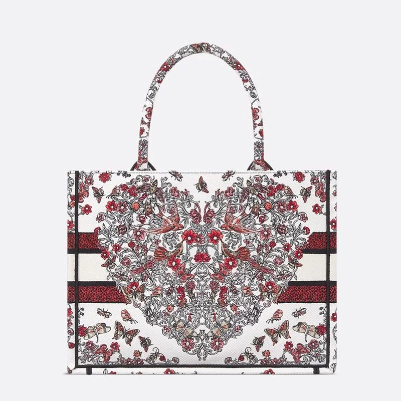 Comfortable 3256 Dior Book Tote In Dioramour Coeur des Curiosities Motif Canvas White - Image 3