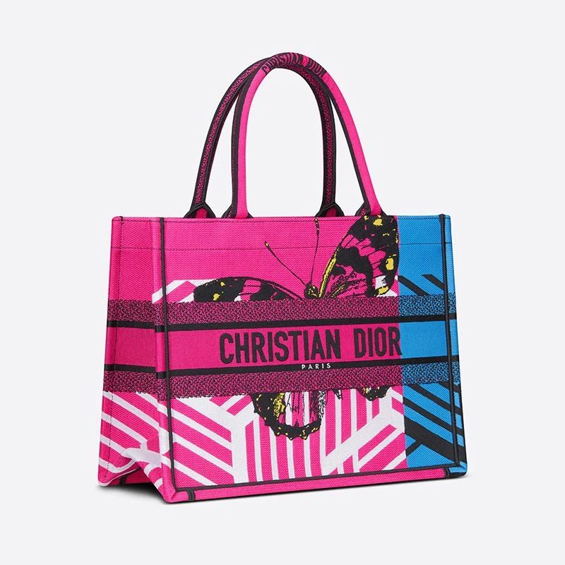 Dior Book Tote D-Jungle Pop Motif Canvas Rose Blue GoodFit 1180 - Image 3