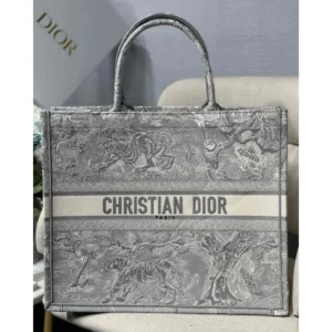 41.5 x 35 Dior Book Tote Gray Toile de Jouy Reverse Embroidery