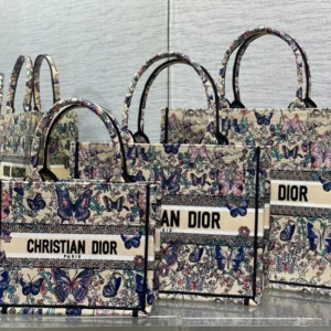 Dior Book Tote In Toile De Jouy Papillon Motif Canvas Beige Popular 3607