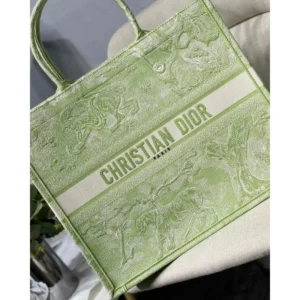 41.5 x 35 Dior Book Tote Lime Toile de Jouy Reverse Embroidery