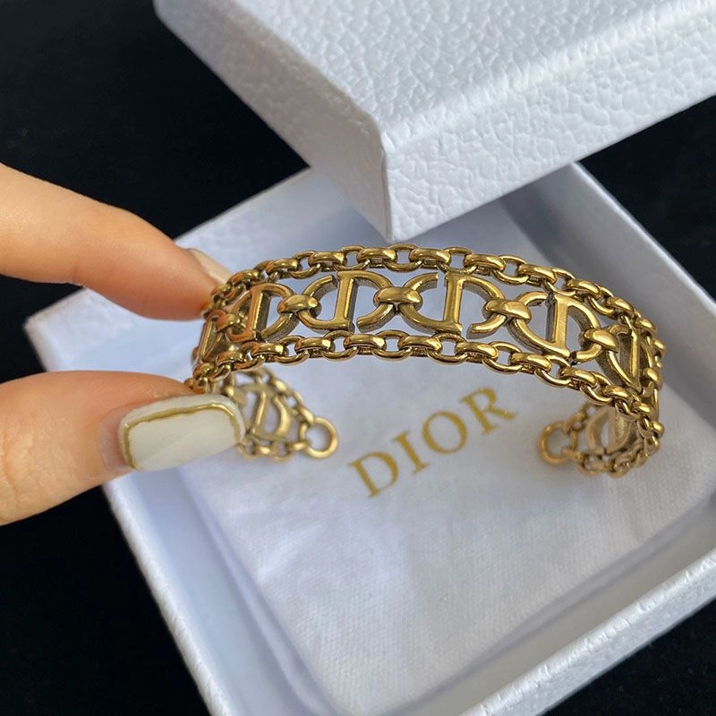 Dior CD Navy Cuff Bracelet Gold-Finish Metal Gold ModernLook 7316 - Image 3