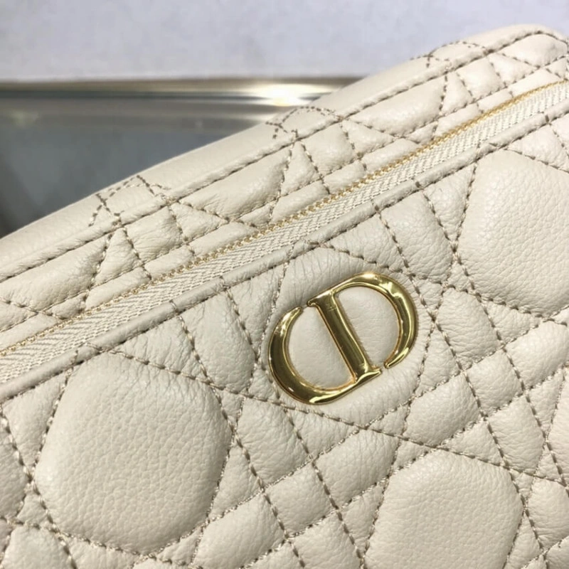 2 large c Dior Caro Double Pouch Beige Supple Cannage Calfskin - Image 5