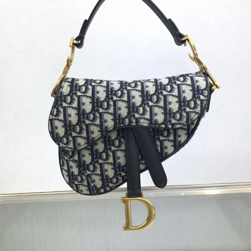 21 x 18 x Dior Mini Saddle Bag Blue Oblique Jacquard - Image 5