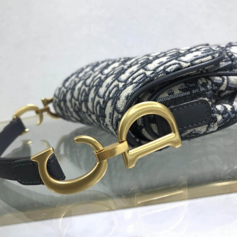 21 x 18 x Dior Mini Saddle Bag Blue Oblique Jacquard - Image 11