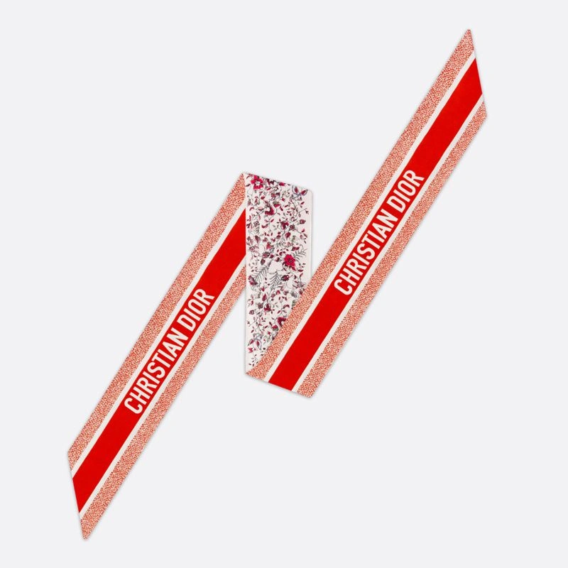 Dior Mitzah Twill In Butterfly Around the World Motif Silk Red GoodFit 2709 - Image 3