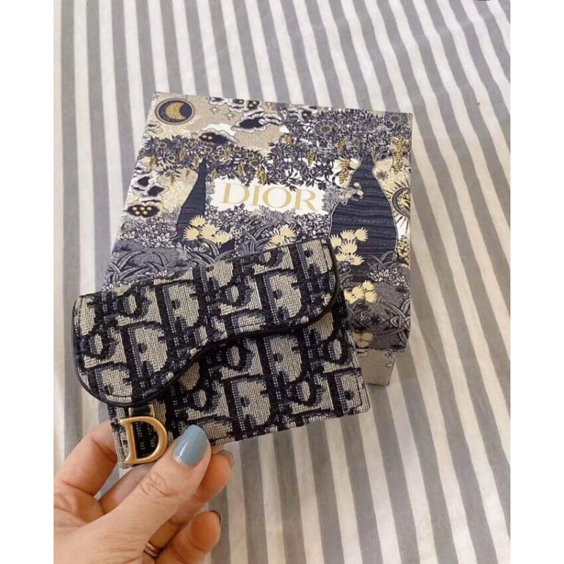 The Saddle Dior Saddle Flap Card Holder Blue Oblique Jacquard - Image 5