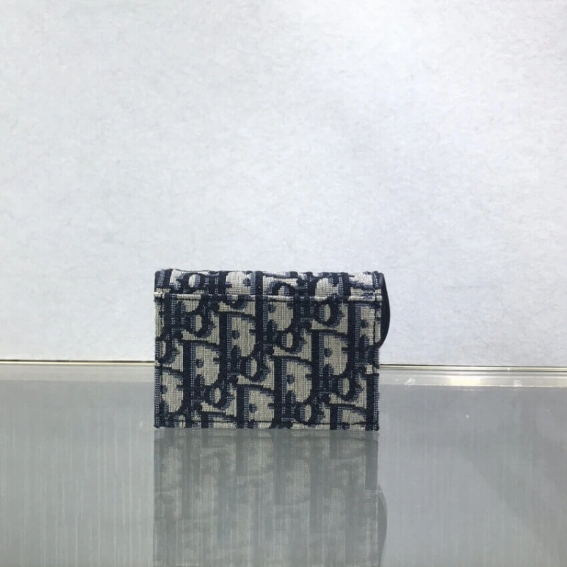 The Saddle Dior Saddle Flap Card Holder Blue Oblique Jacquard - Image 7