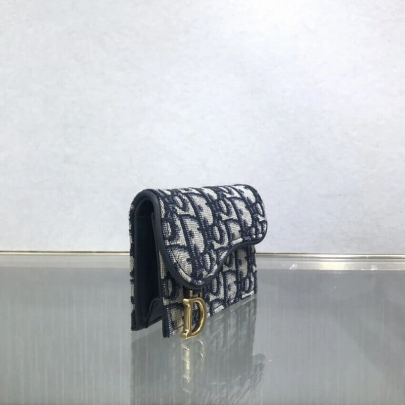 The Saddle Dior Saddle Flap Card Holder Blue Oblique Jacquard - Image 8