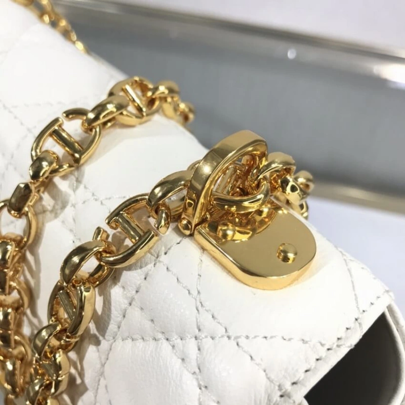 20 x 12 x Dior Small Caro Bag White Supple Cannage Calfskin - Image 6