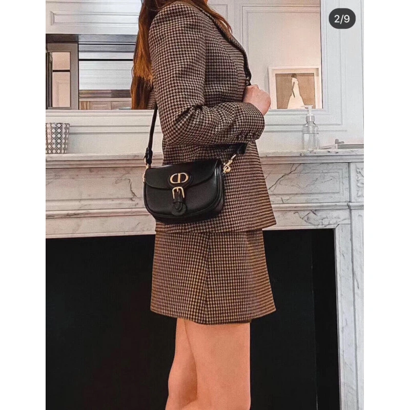 'Christia Dior Small Dior Bobby Bag Black Box Calfskin - Image 6