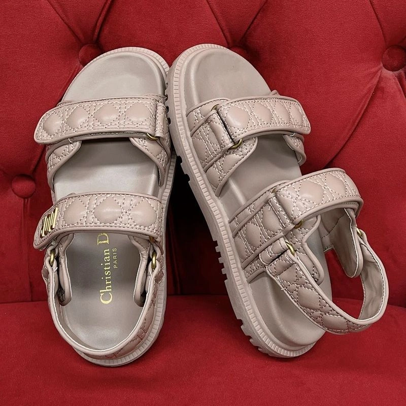 DiorAct Sandals Women Quilted Cannage Calfskin Pink GoodFit 8426 - Image 3