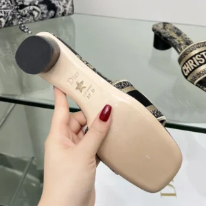 GoAnywhere 6674 Christian Dior Dway Slides Women Toile de Jouy Mexico Motif Canvas Black