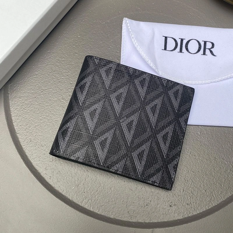 GoodFit 648 Dior Bi-Fold Card Holder CD Diamond Motif Canvas Black - Image 3